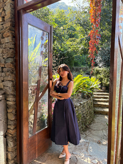 Sabrina French Navy Bustier Sundress