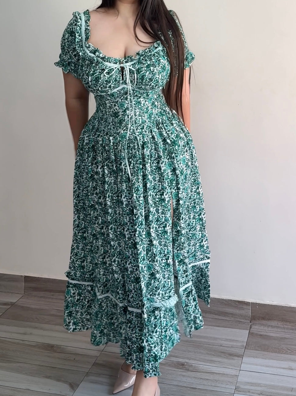 Belle Green Floral Print Sundress