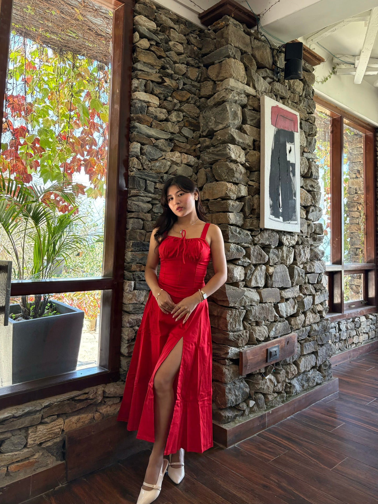 Sabrina Red Rose Bustier Sundress