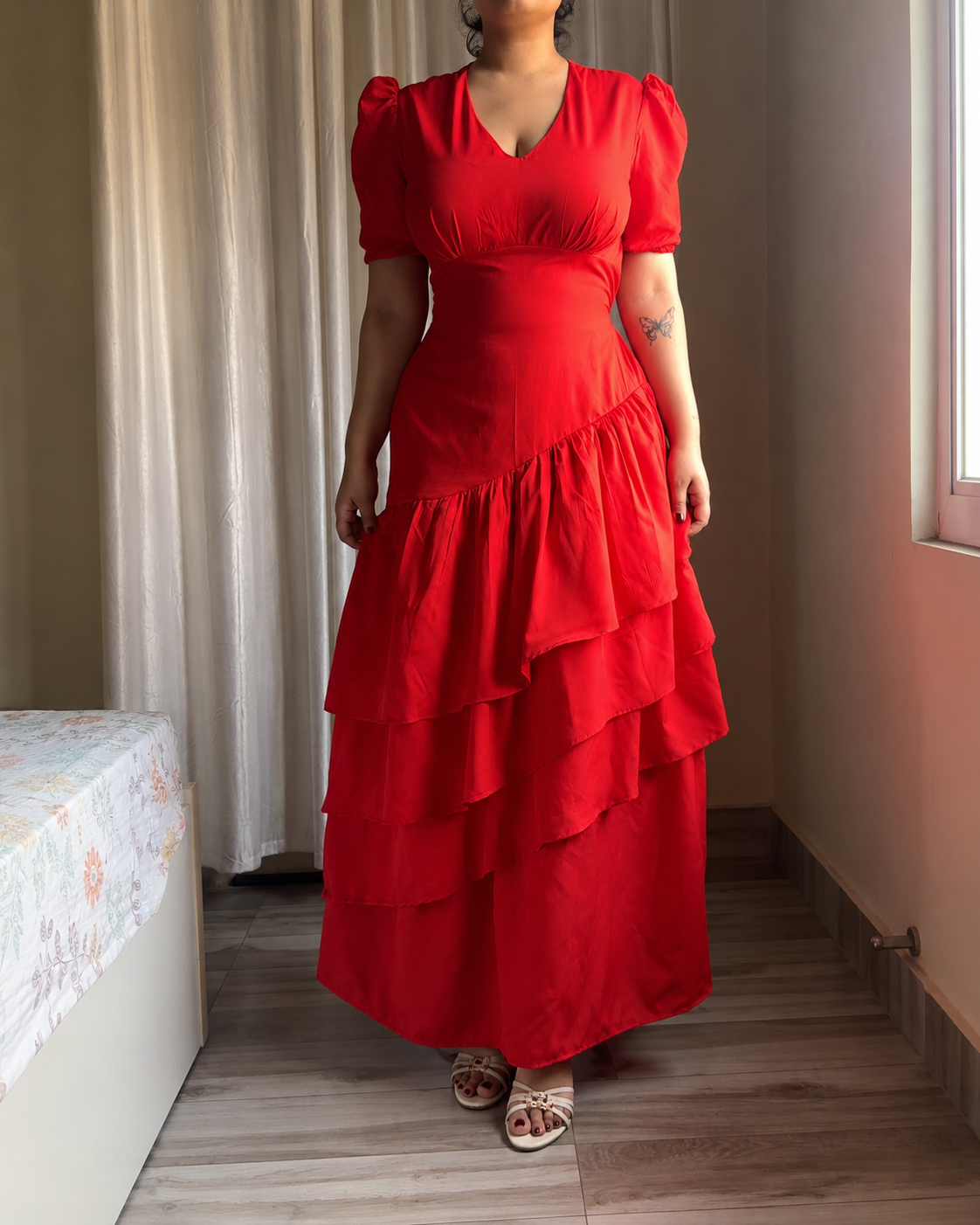 Senorita Red Ruffle Maxi Dress