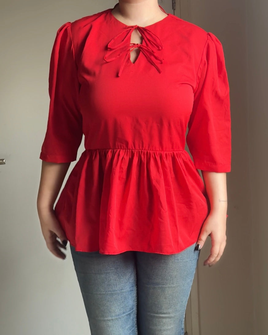 Red Romance Peplum Top