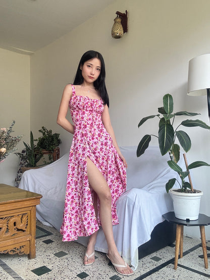 Sabrina Pink Floral Print Bustier Sundress