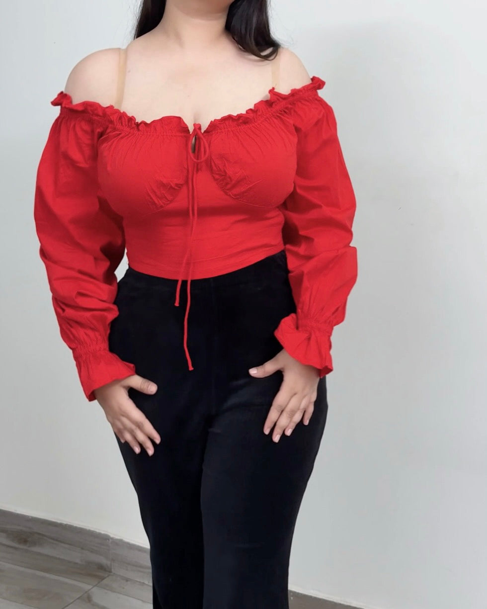 Dakota Red Rose Off The Shoulder Top