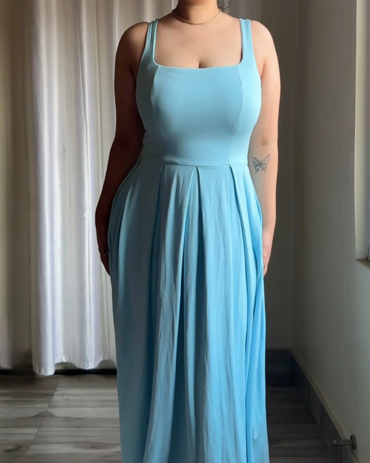 Annie Powder Blue Strappy Midi Dress