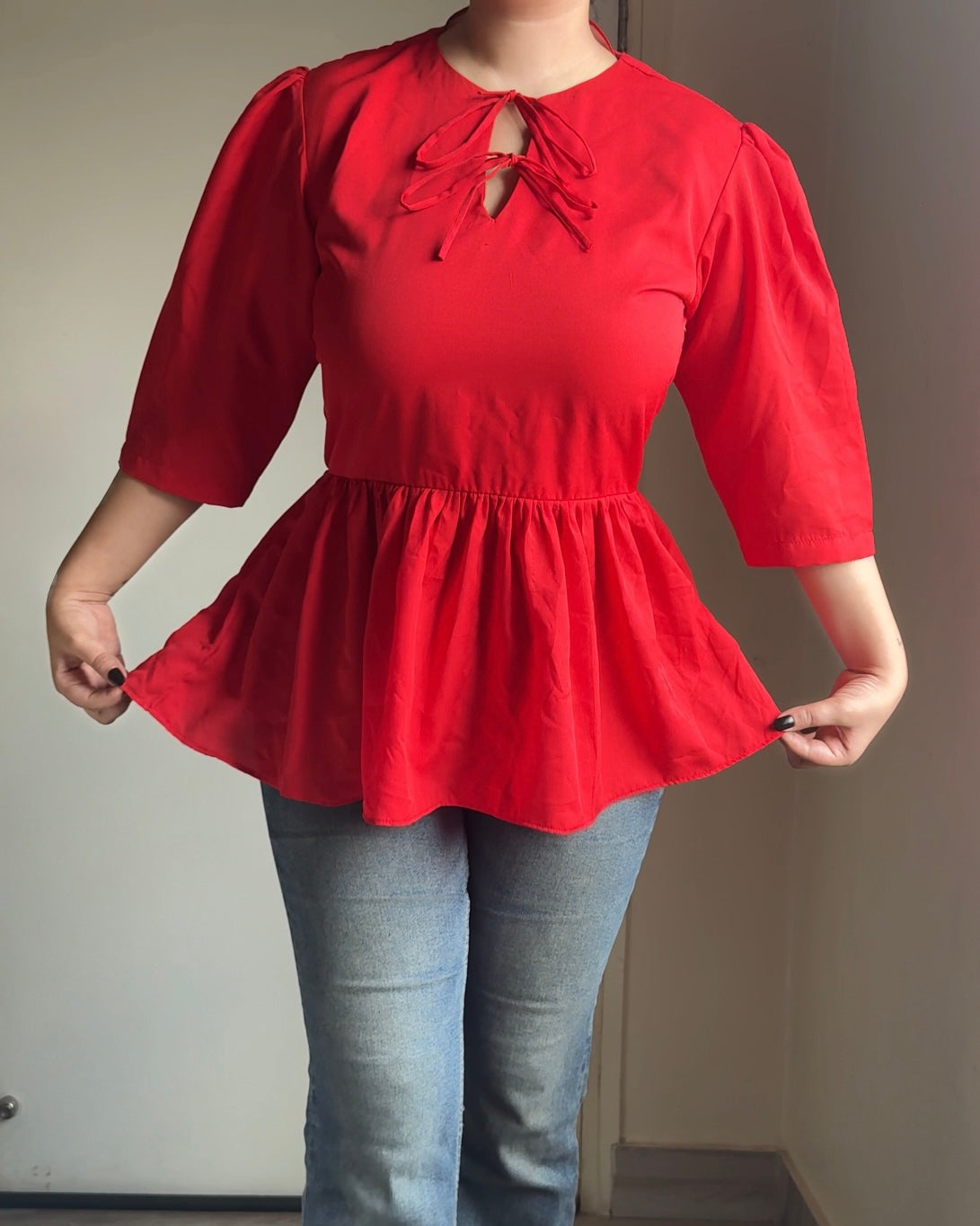 Red Romance Peplum Top