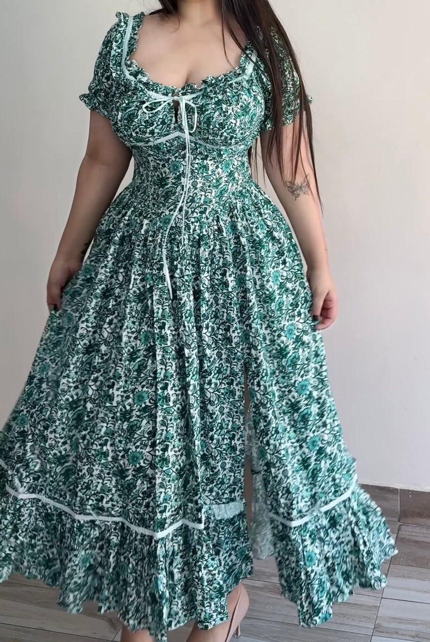 Belle Green Floral Print Sundress