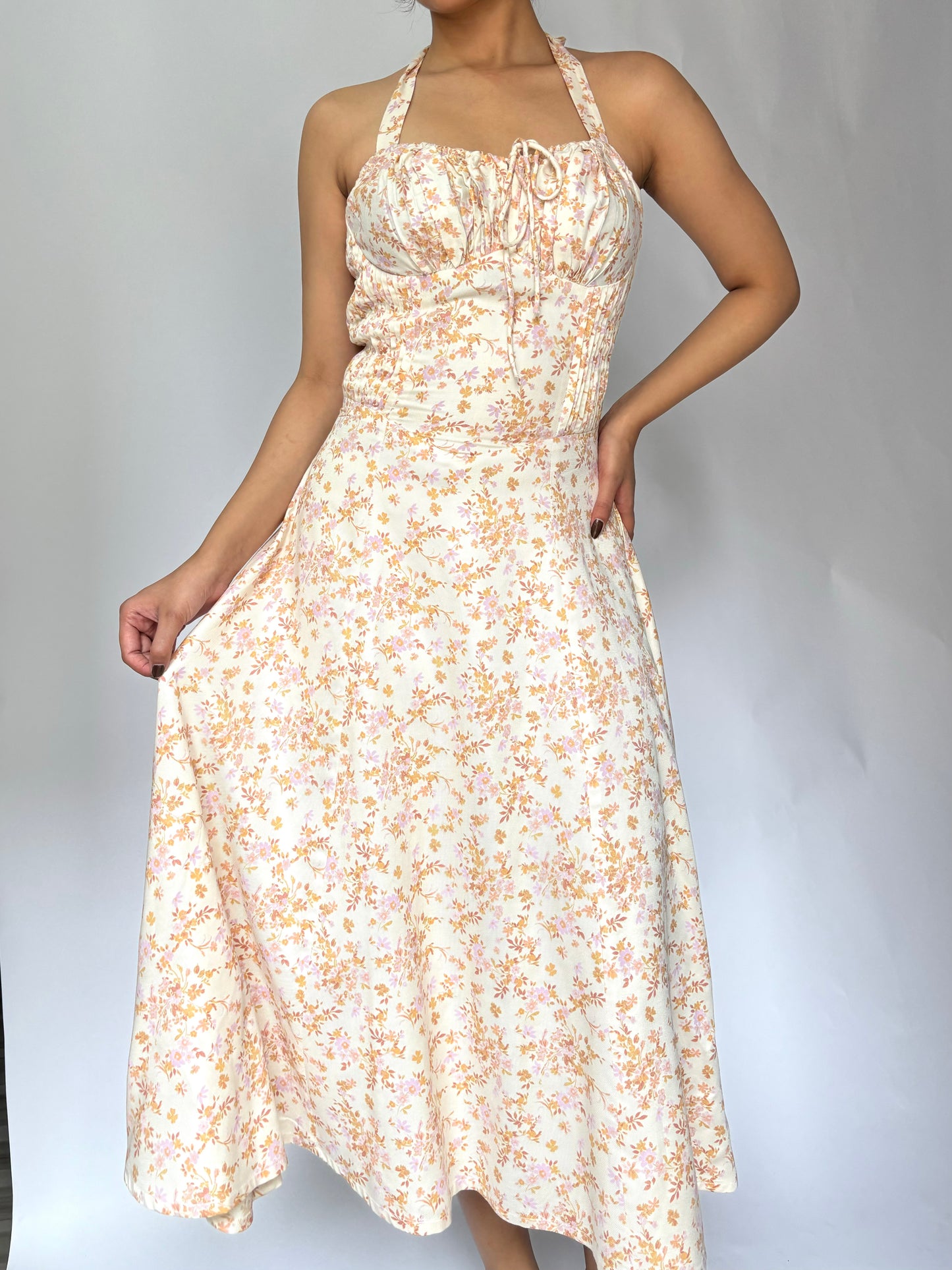 Elara Ivory Print Halter Sundress