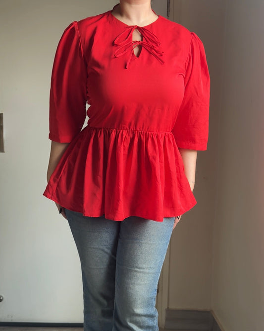 Red Romance Peplum Top