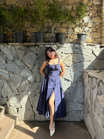 Sabrina French Navy Bustier Sundress