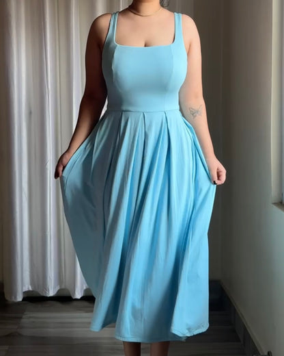 Annie Powder Blue Strappy Midi Dress