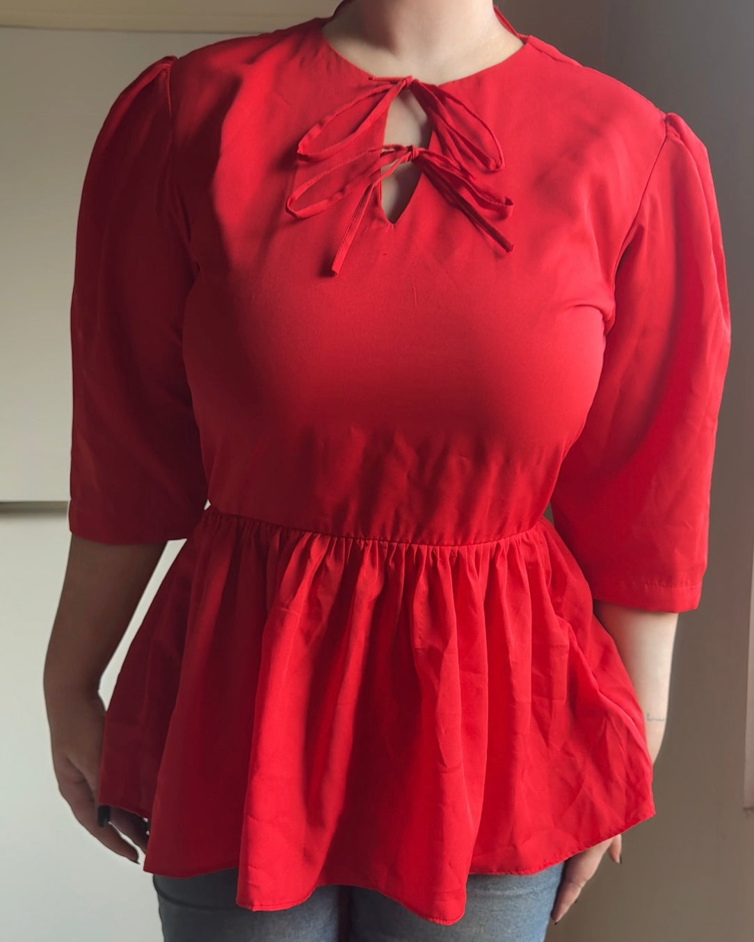Red Romance Peplum Top