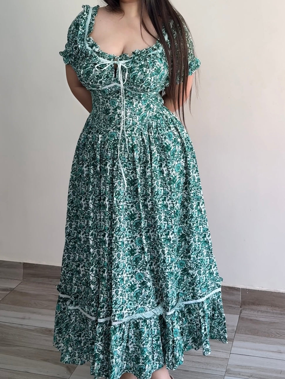 Belle Green Floral Print Sundress