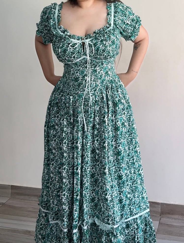 Belle Green Floral Print Sundress