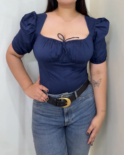 Hallie Navy Corset Bustier Top
