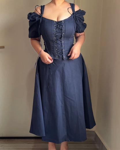 Talia French Navy Corset Dress