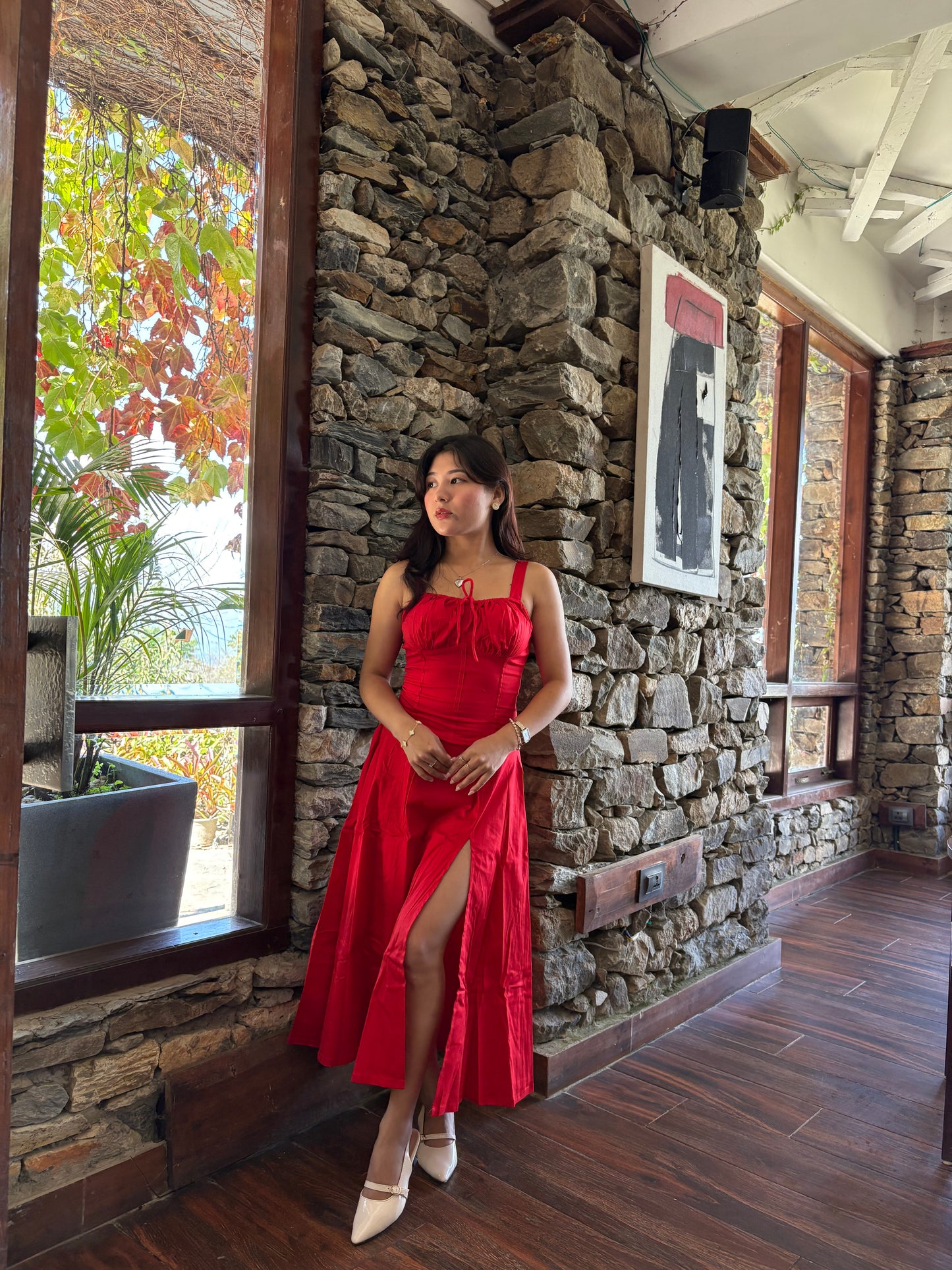 Sabrina Red Rose Bustier Sundress