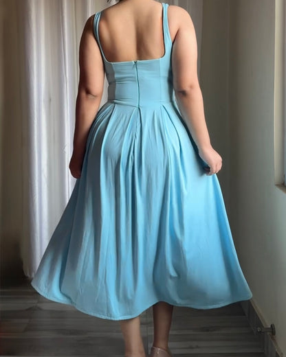 Annie Powder Blue Strappy Midi Dress