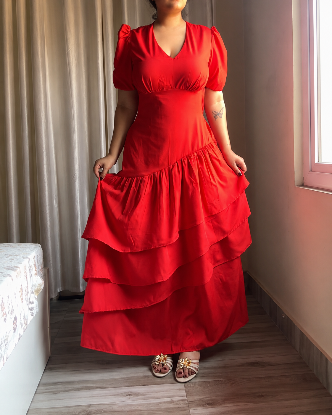 Senorita Red Ruffle Maxi Dress