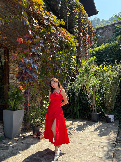 Sabrina Red Rose Bustier Sundress