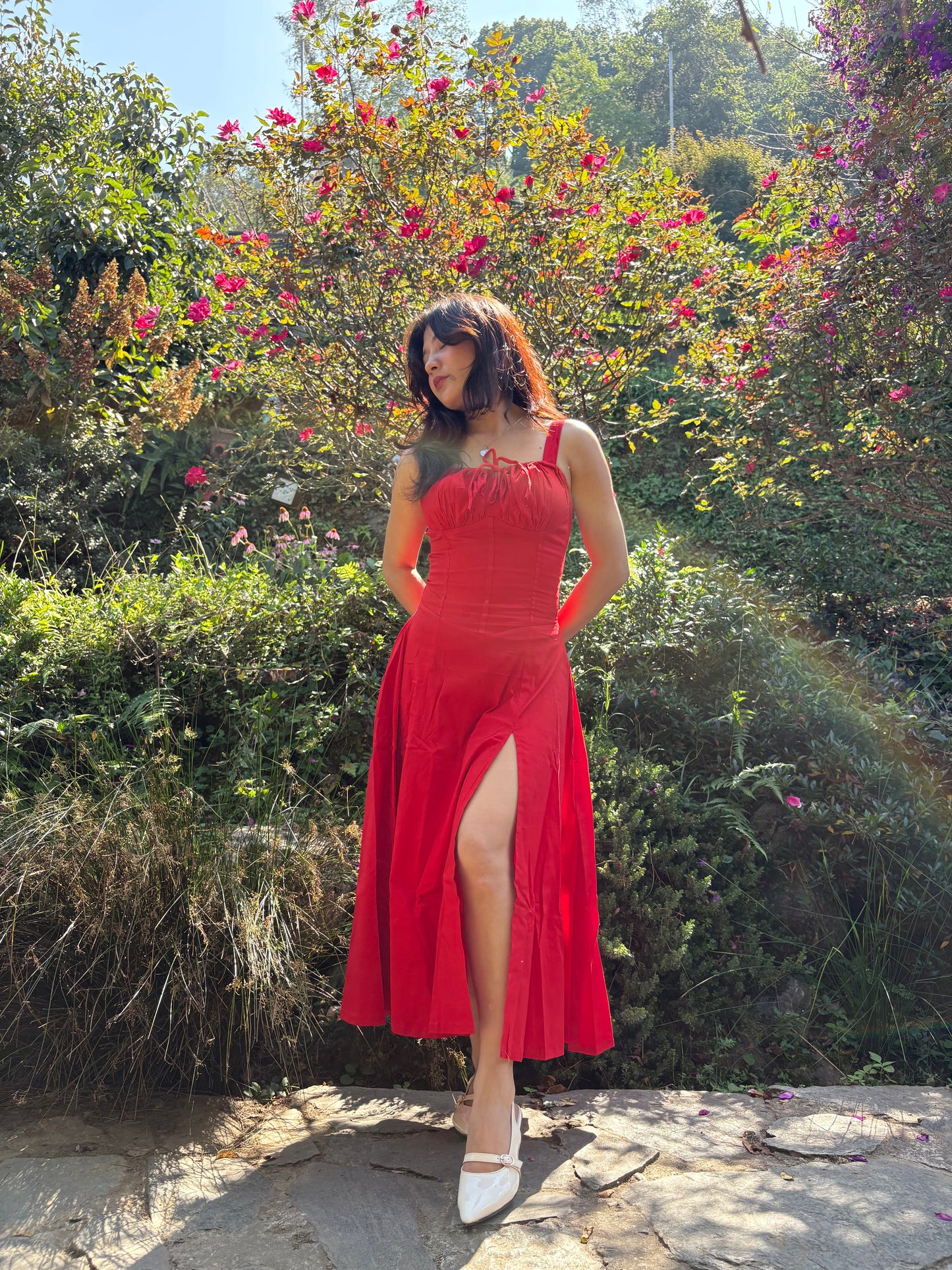 Sabrina Red Rose Bustier Sundress