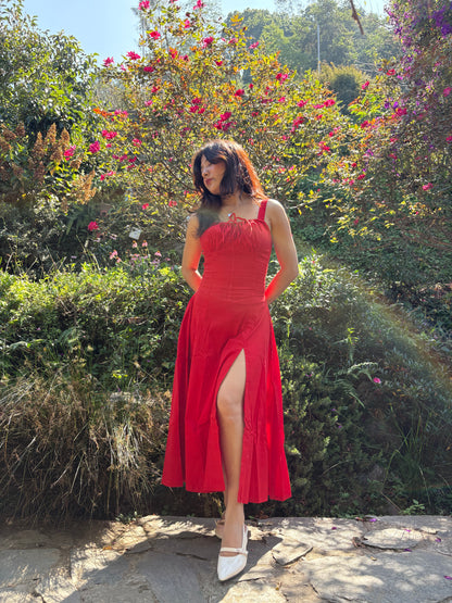 Sabrina Red Rose Bustier Sundress