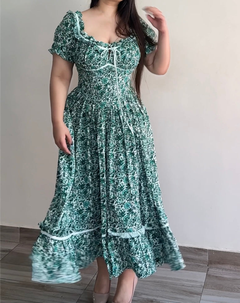 Belle Green Floral Print Sundress