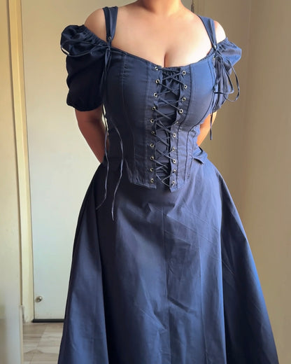 Talia French Navy Corset Dress