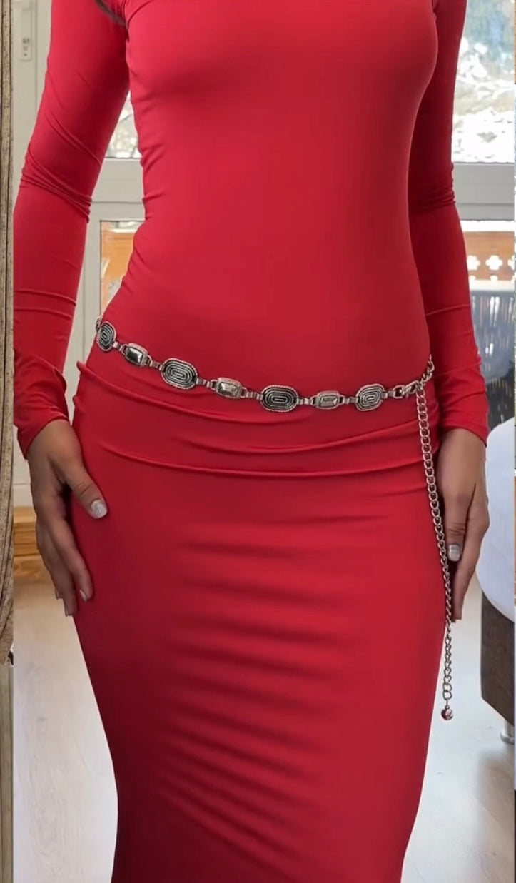 Skimss Bodycon Dress in Red