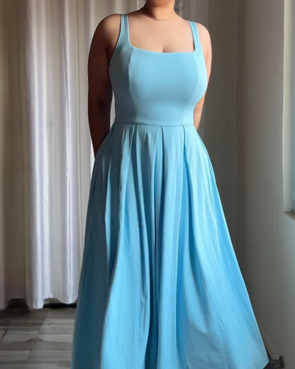 Annie Powder Blue Strappy Midi Dress