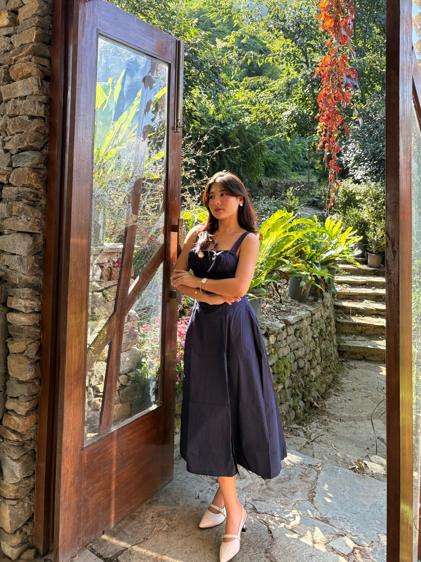 Sabrina French Navy Bustier Sundress