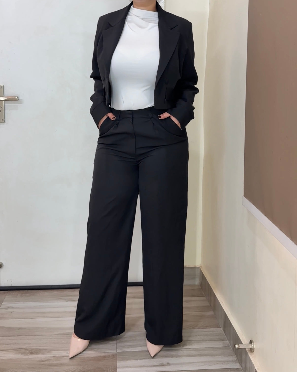 Yalina Black Work Trouser