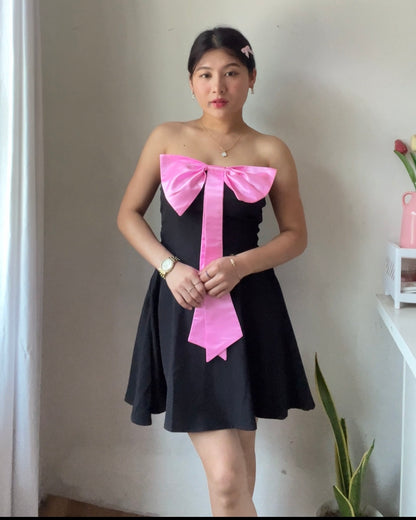 Nina Pink Bow Mini Dress