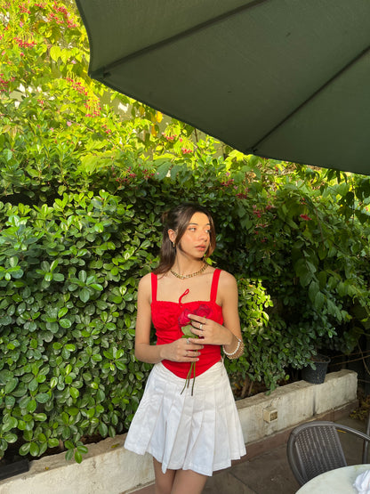 Catalina Red Rose Bustier Top