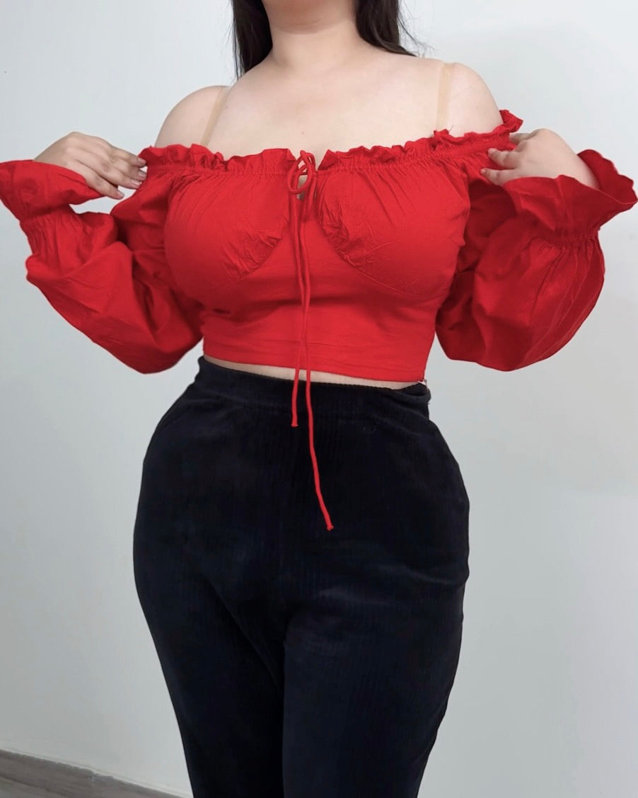 Dakota Red Rose Off The Shoulder Top