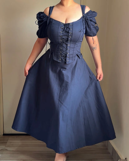 Talia French Navy Corset Dress