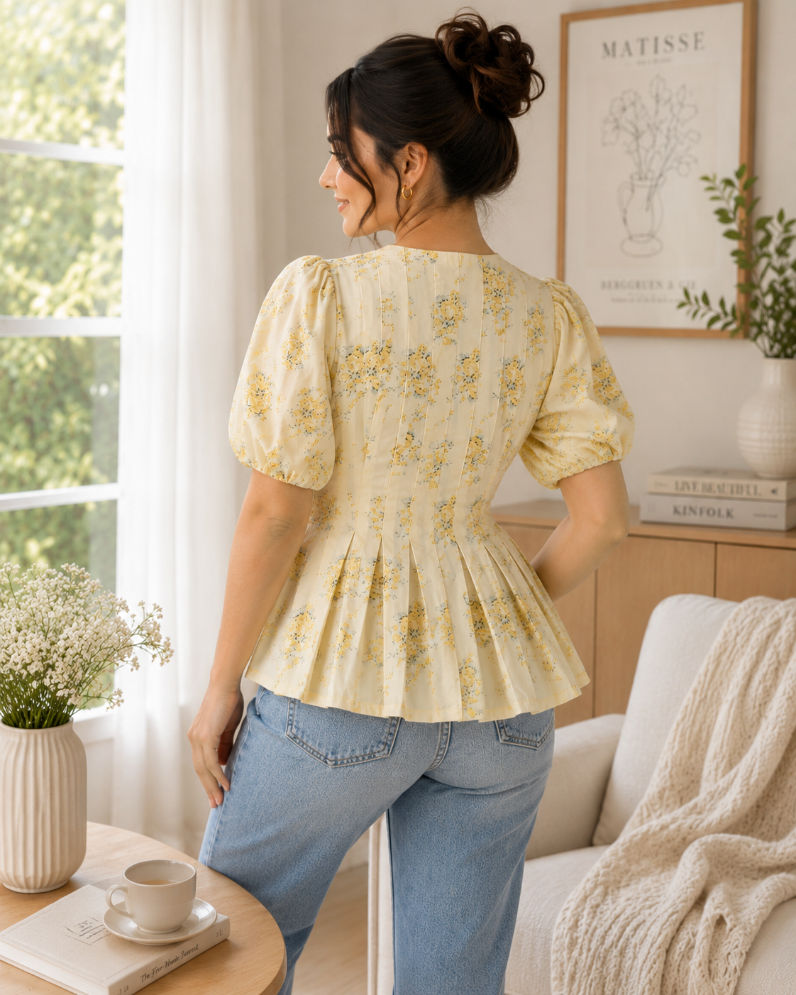 Catarina Yellow Floral Peplum Top