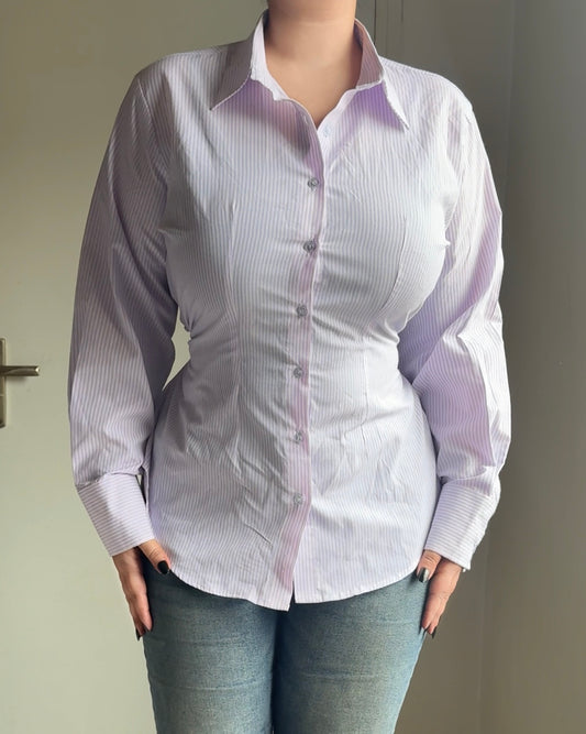 Lavender Striped Fitted Shirt