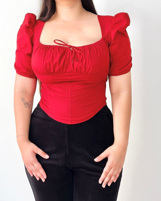 Hallie Red Corset Bustier Top