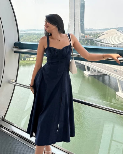 Sabrina French Navy Bustier Sundress