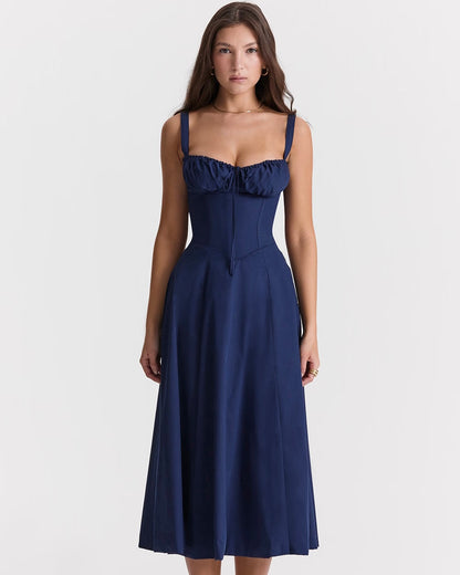 Sabrina French Navy Bustier Sundress