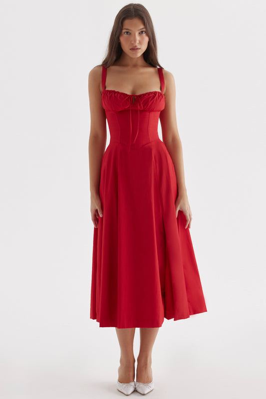 Sabrina Red Rose Bustier Sundress