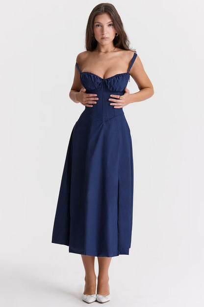 Sabrina French Navy Bustier Sundress