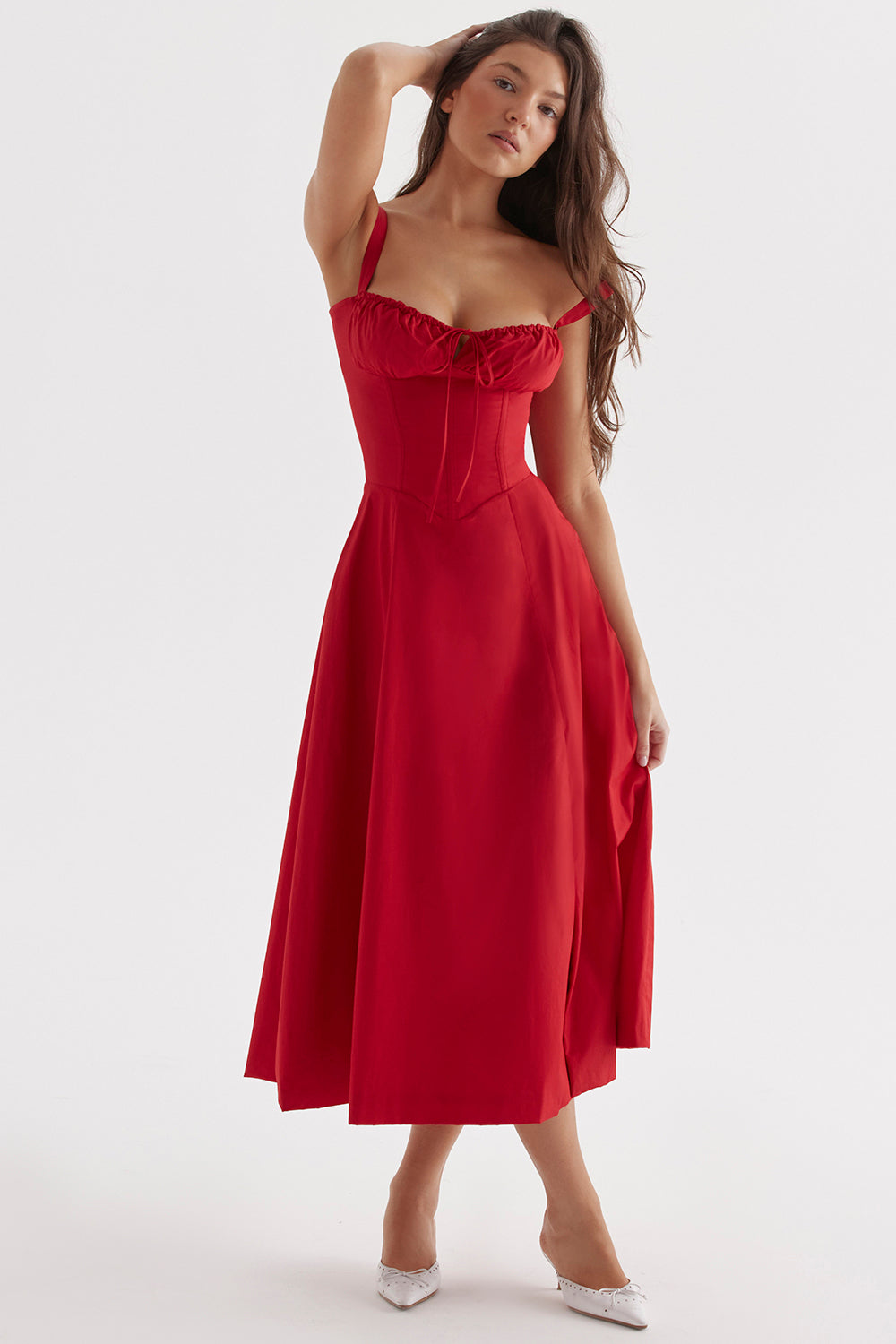 Sabrina Red Rose Bustier Sundress