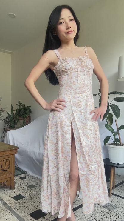 Sabrina Ivory Floral Print Bustier Sundress