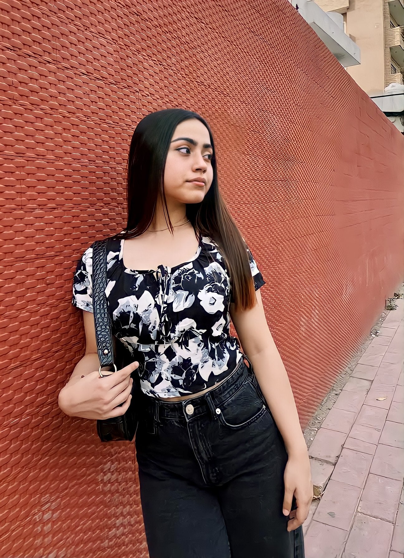 Black Floral Crop Top