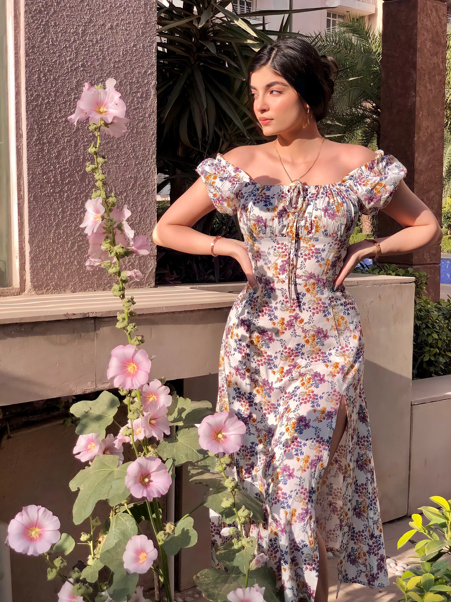 DAISY White Floral Midi Dress
