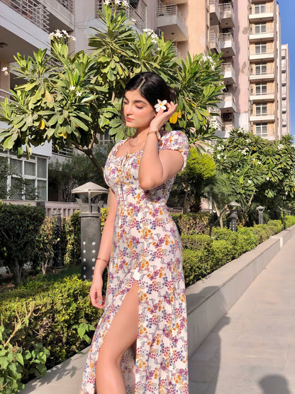 DAISY White Floral Midi Dress